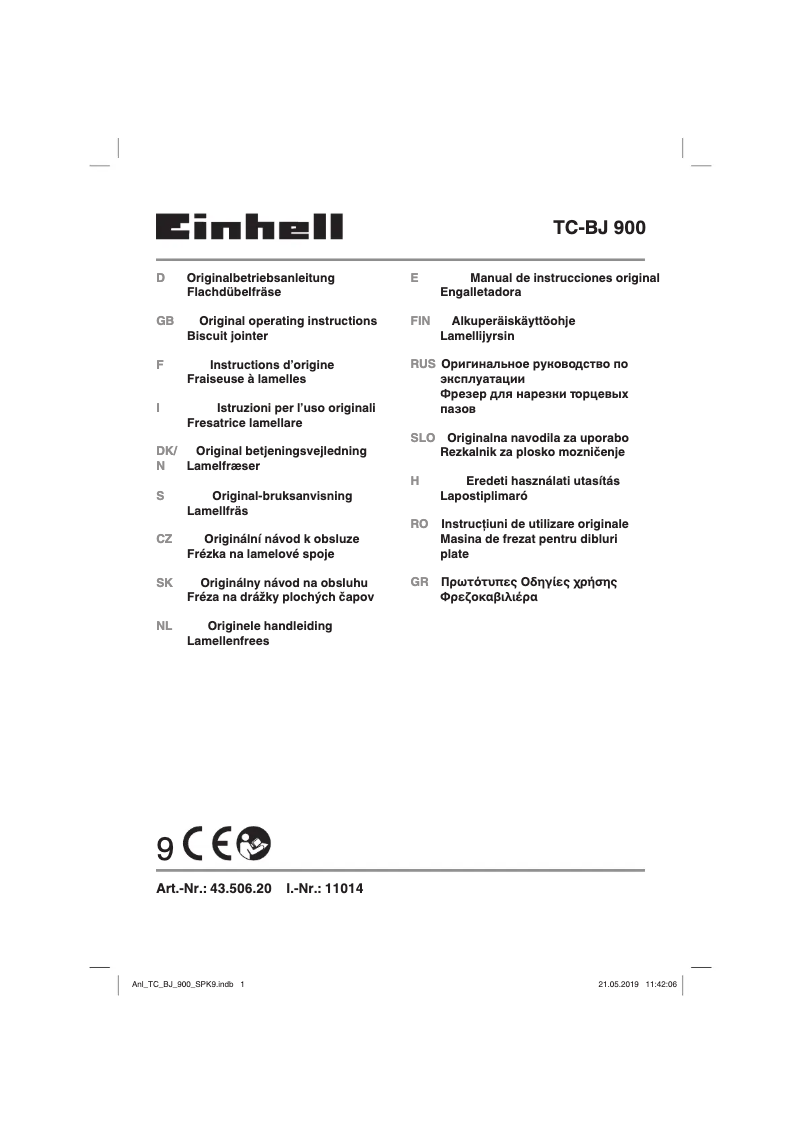 Page 1 de la notice Manuel utilisateur Einhell TC-BJ 900