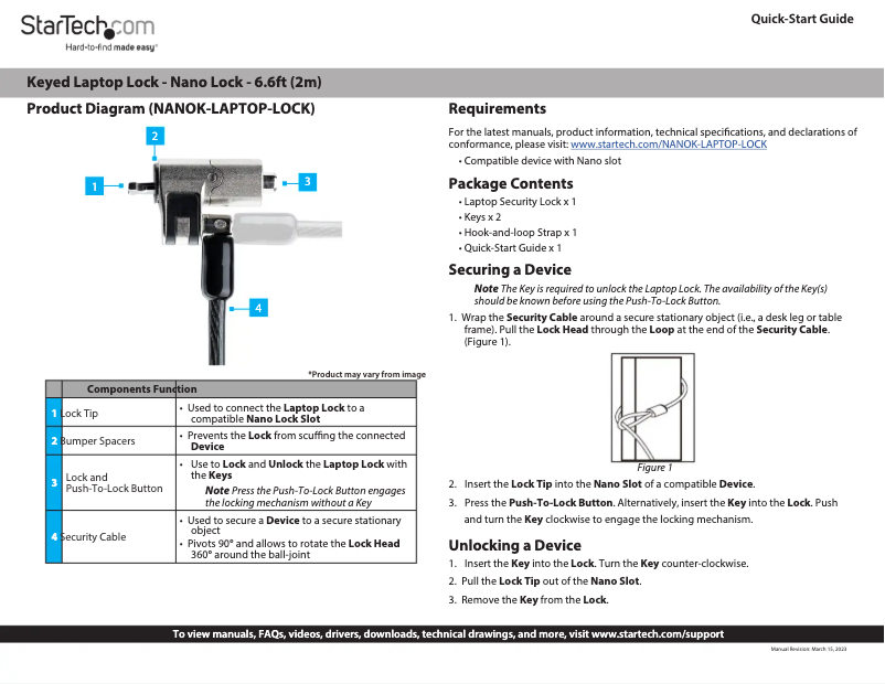 Image de la première page du manuel de l'appareil NANOK-LAPTOP-LOCK