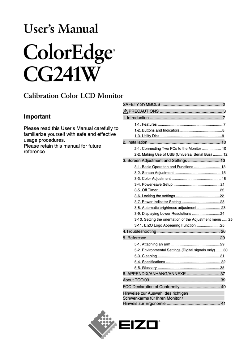 Page 1 de la notice Manuel utilisateur Eizo ColorEdge CG241W