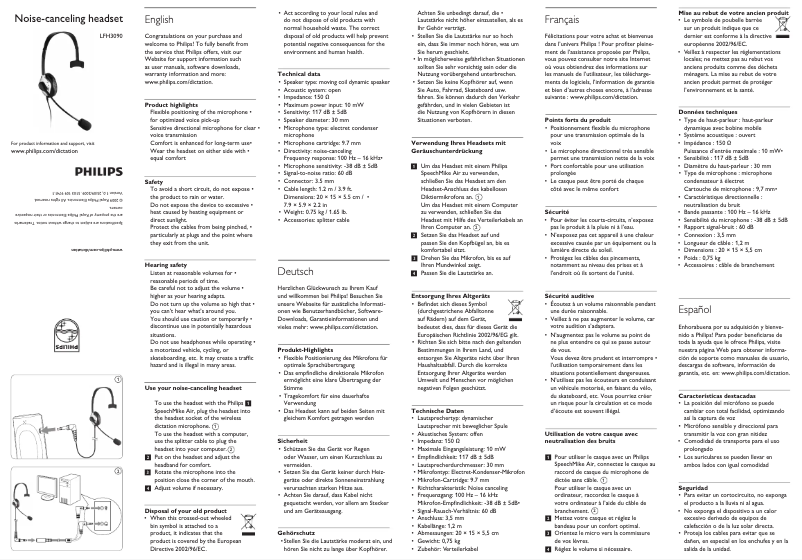 Page 1 de la notice Manuel utilisateur Philips LFH3090