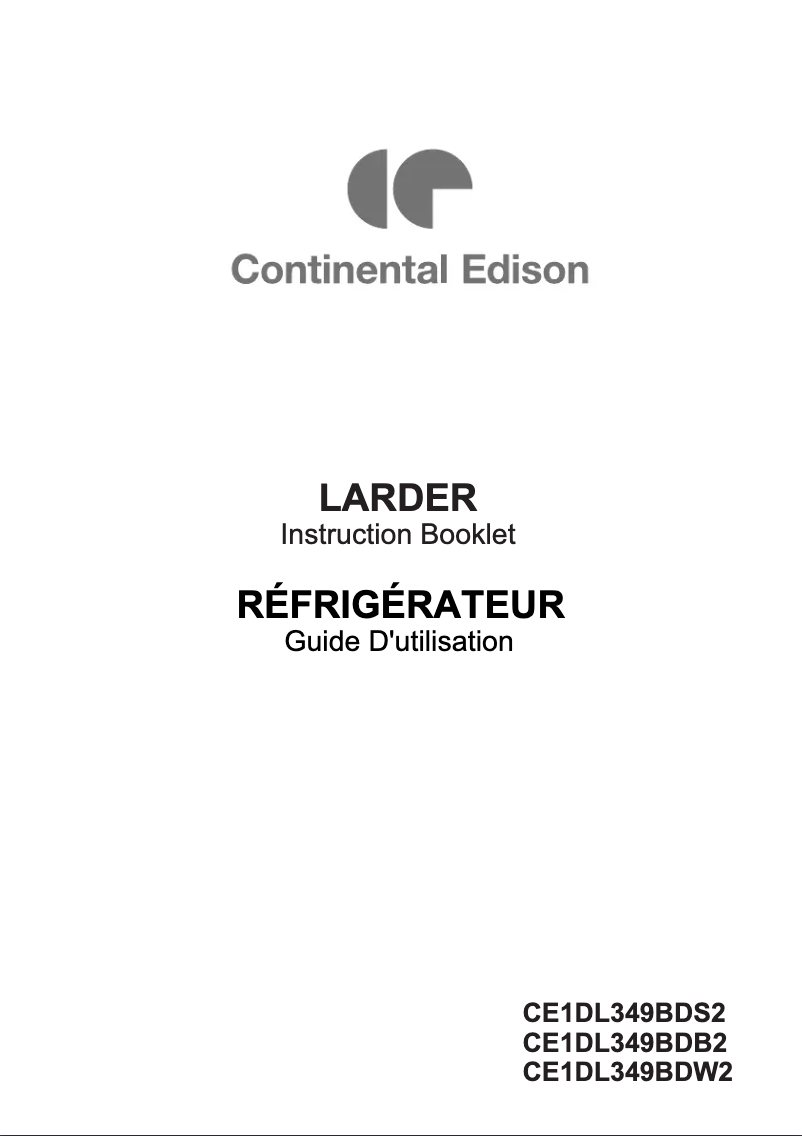 Page n°1 - Manuel utilisateur Continental Edison CE1DL349BDB2