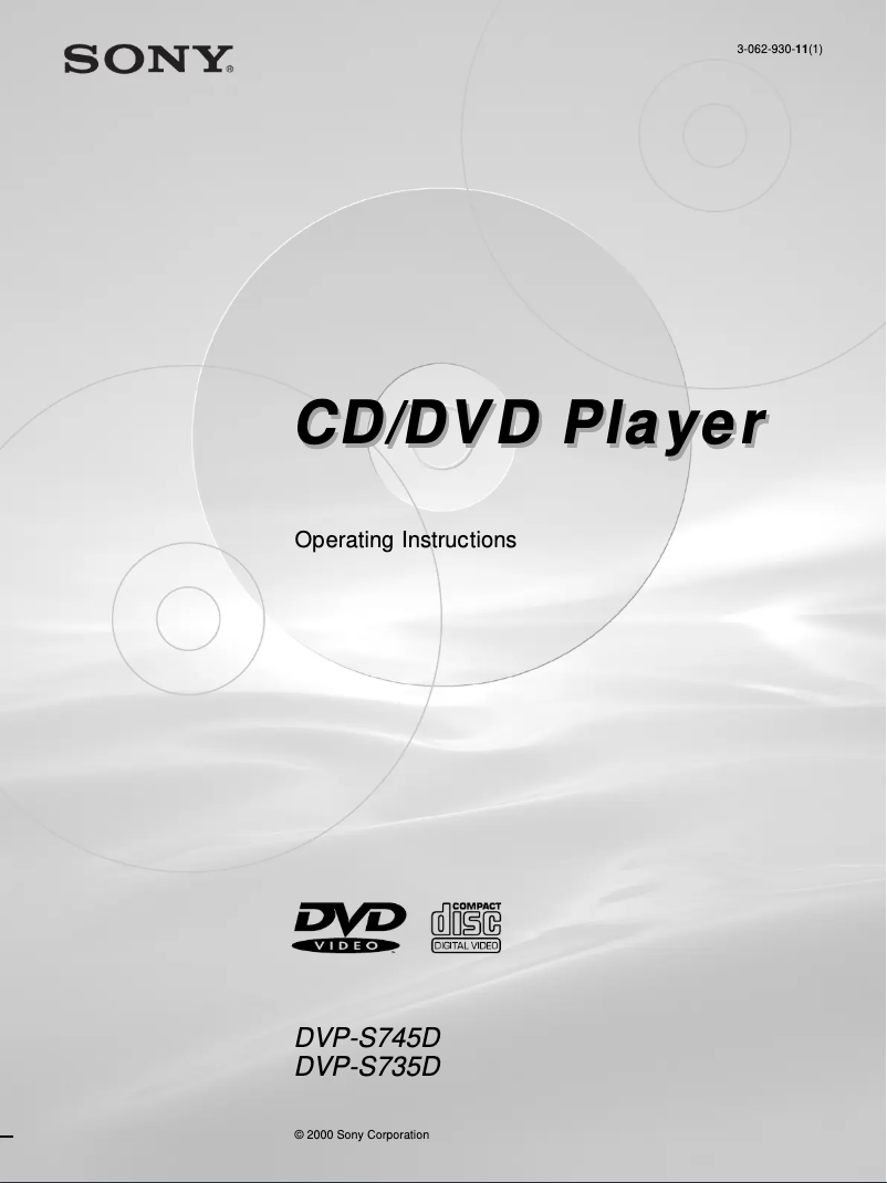 Page n°1 - Manuel utilisateur Sony DVP-S745D