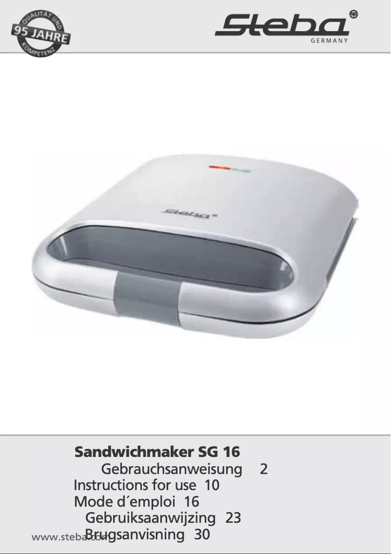 Page 1 de la notice Manuel utilisateur Steba SG 16