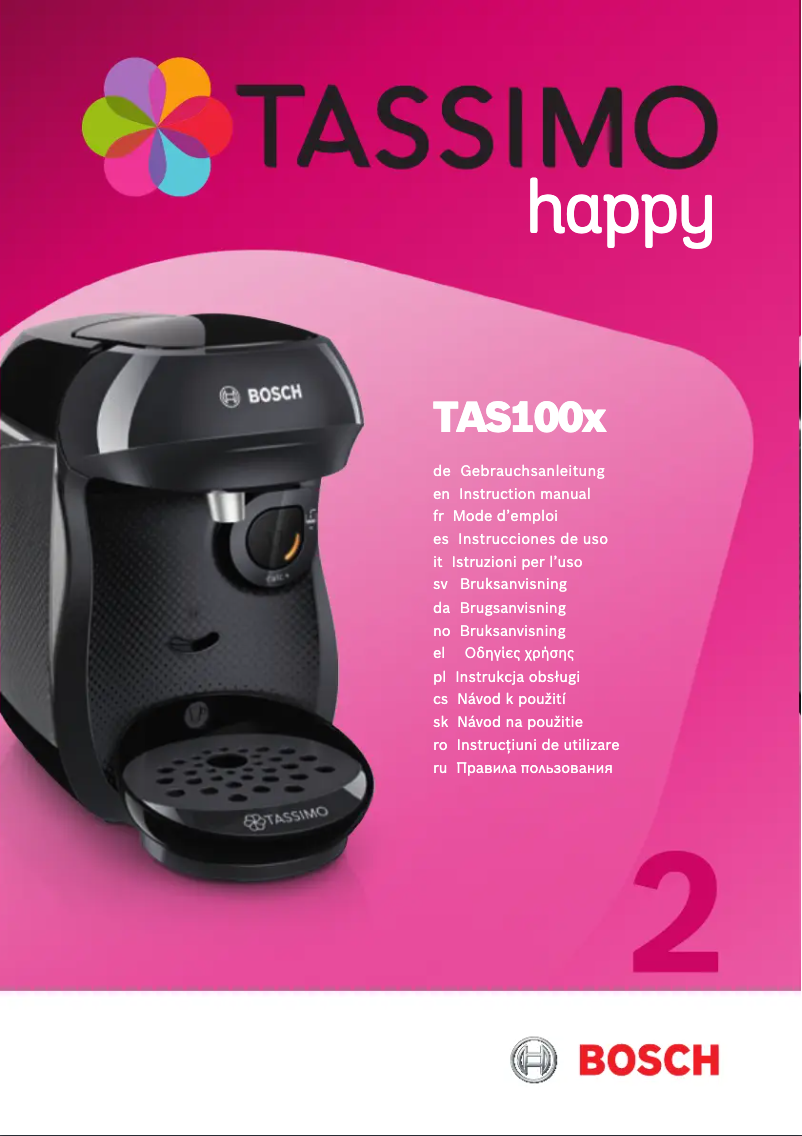 Página 1 del manual Manual de usuario Bosch Tassimo Happy TAS1002CH