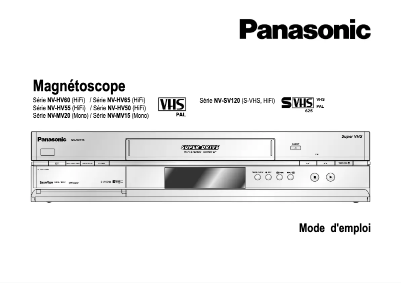 Page 1 de la notice Manuel utilisateur Panasonic NV-MV20