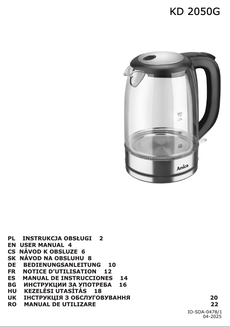 Page n°1 - Manuel utilisateur Amica KD 2050G