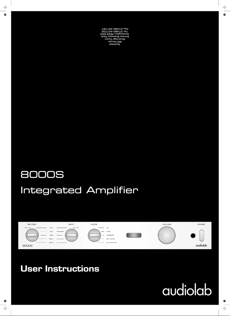 Page 1 de la notice Manuel utilisateur Audiolab 8000S