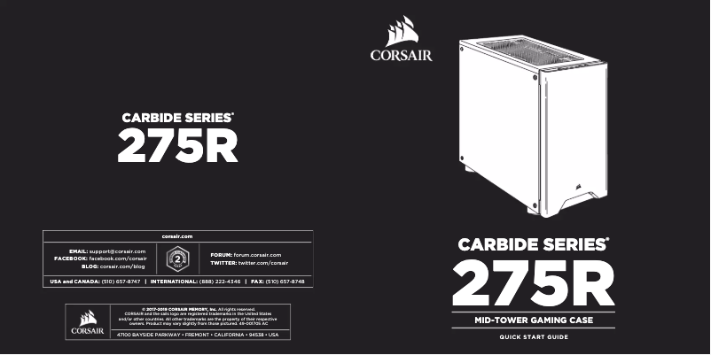 Page 1 of the manual User Manual Corsair Carbide Series 275R