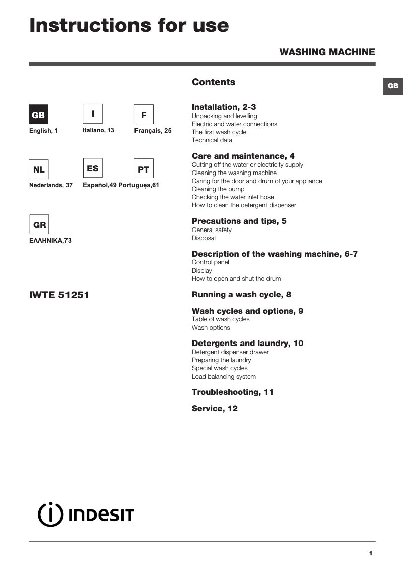 Image de la première page du manuel de l'appareil IWTE 51251 ECO