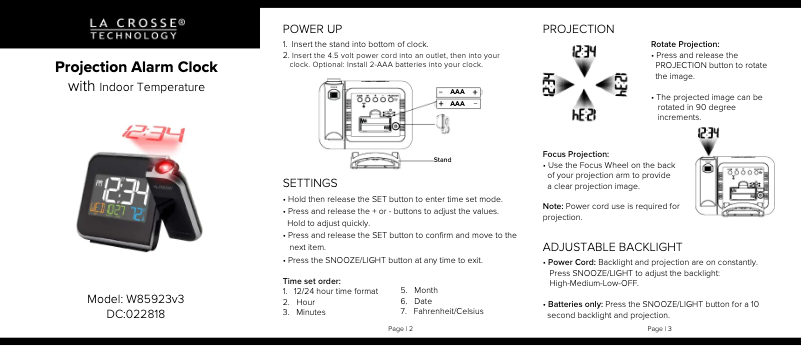 Page n°1 - Guide de démarrage rapide La Crosse Technology W85923V3
