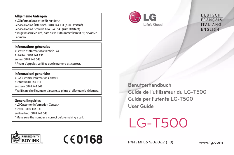 Image de la première page du manuel de l'appareil T500