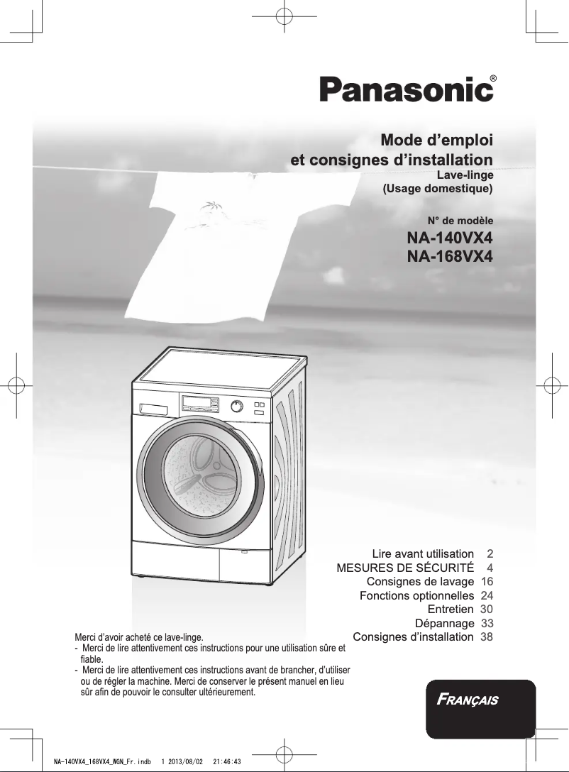 Image de la première page du manuel de l'appareil NA-168VX4