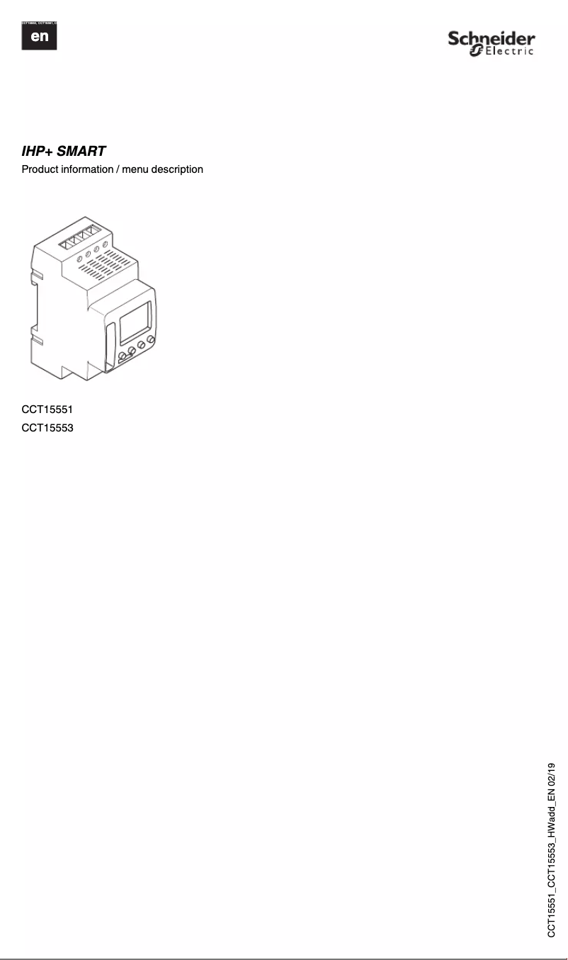 Page 1 de la notice Manuel utilisateur Schneider CCT15551