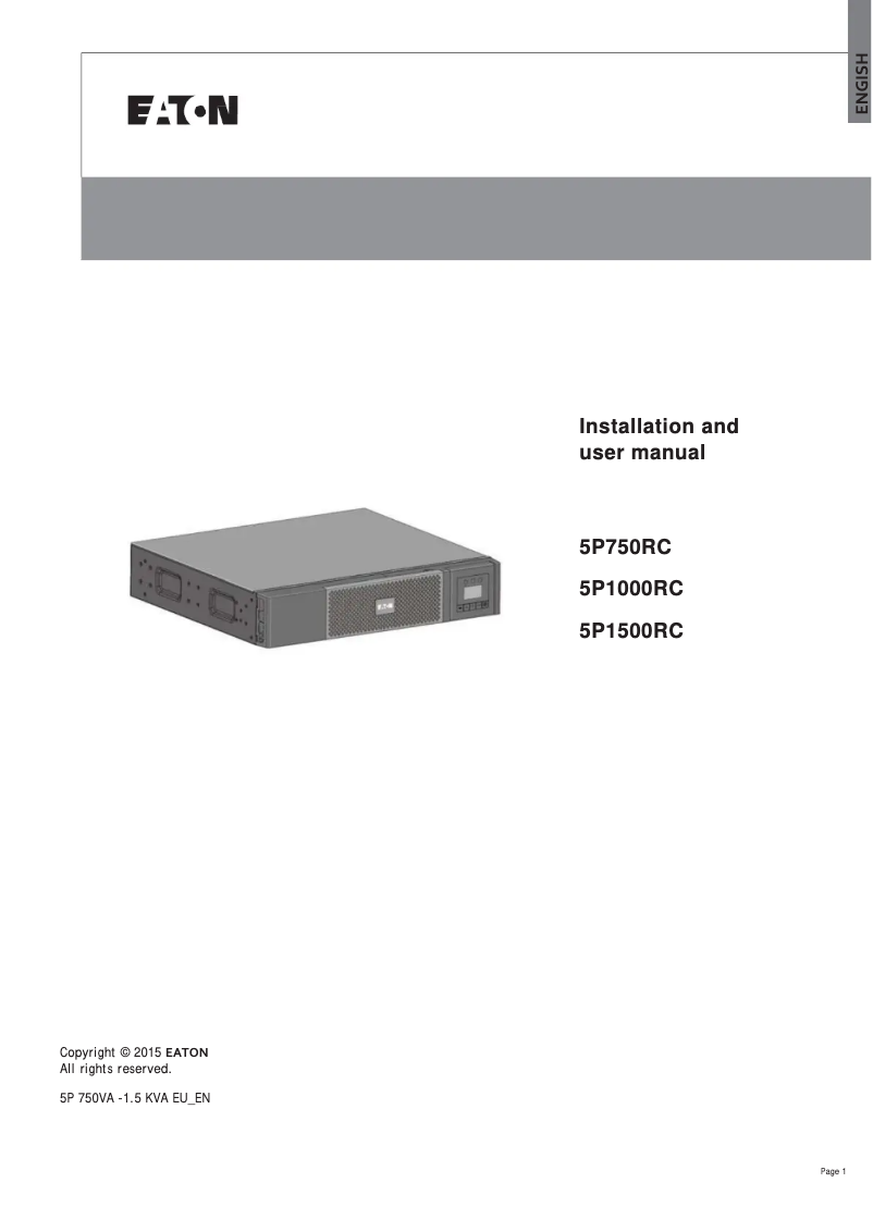 Page n°1 - Manuel utilisateur Eaton 5P750RC