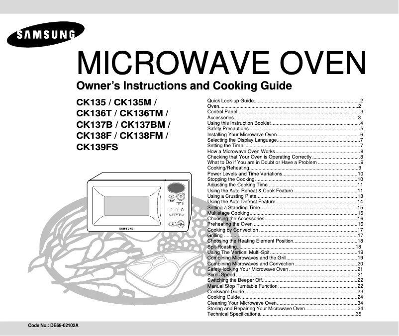 Page n°1 - Manuel utilisateur Samsung CK137B