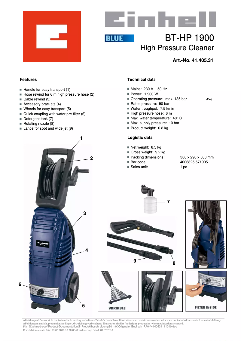 Image de la première page du manuel de l'appareil BT-HP 1900