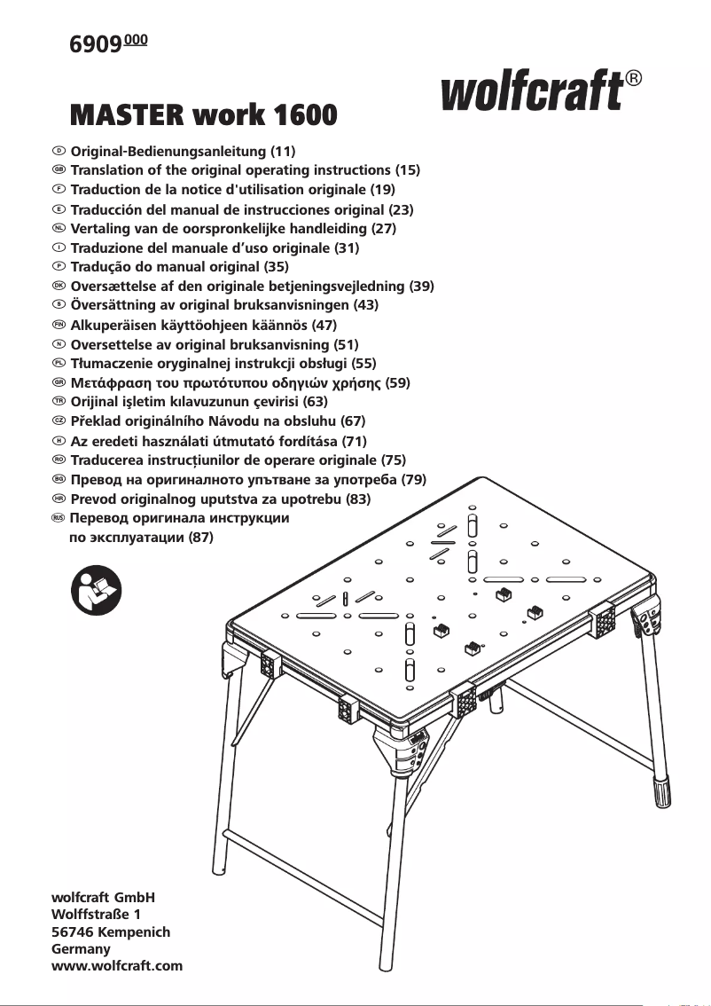 Page n°1 - Manuel utilisateur Wolfcraft MASTER work 1600