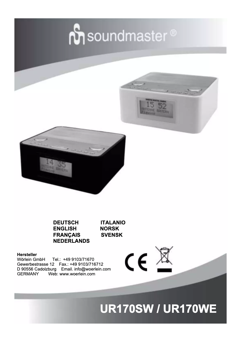 Page 1 de la notice Manuel utilisateur Soundmaster UR170WE