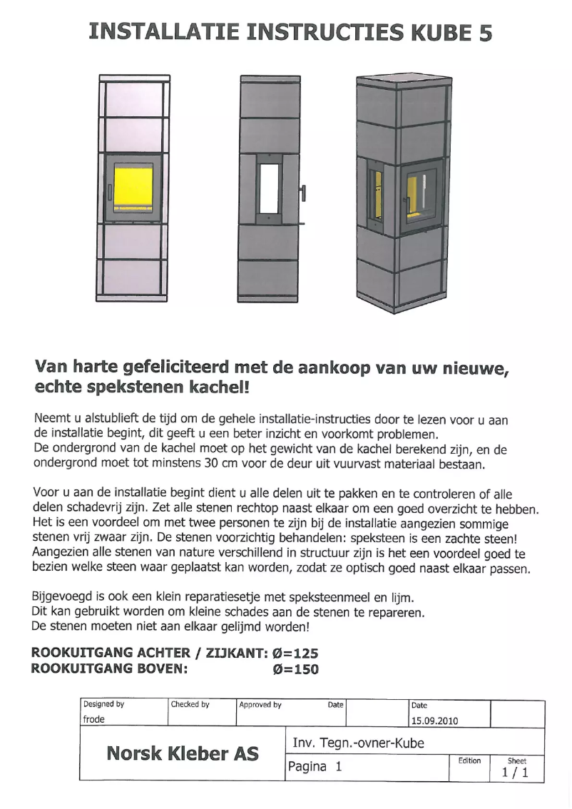 Page 1 de la notice Manuel utilisateur Norsk Kleber Kube 5