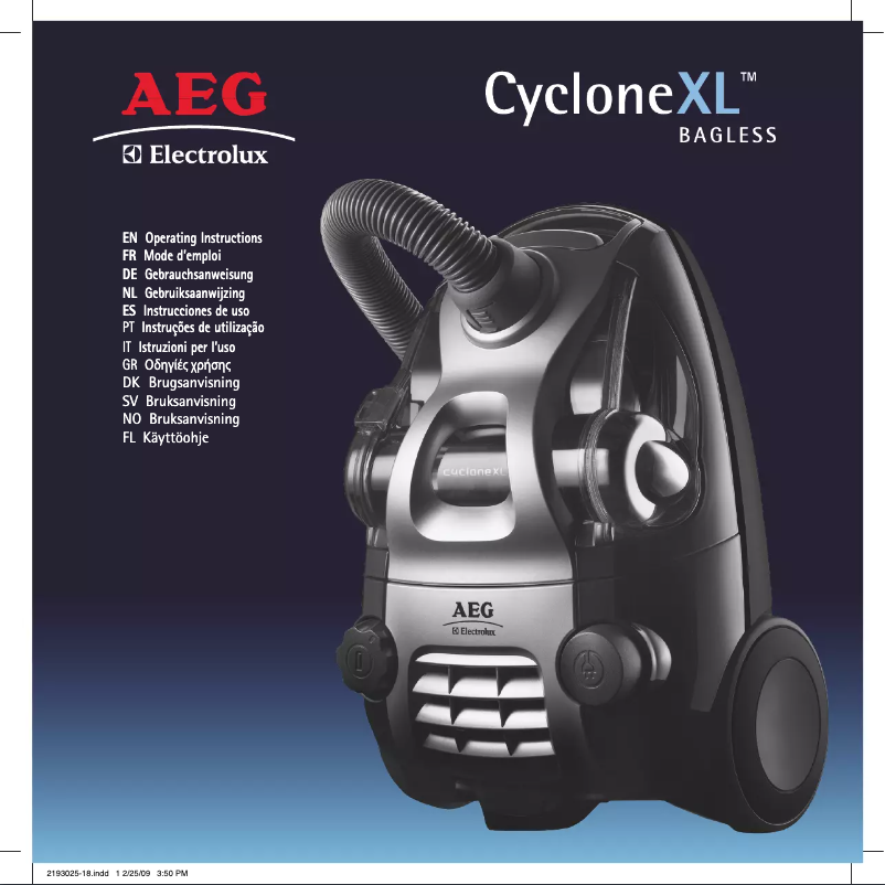 Image de la première page du manuel de l'appareil Cyclone XL ACX6206N