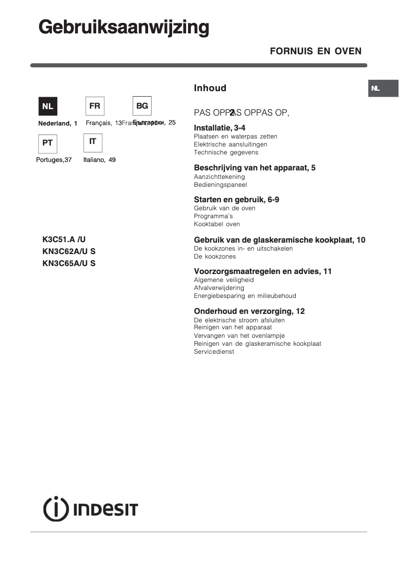 Page 1 de la notice Manuel utilisateur Indesit KN3C62A(W)/U S
