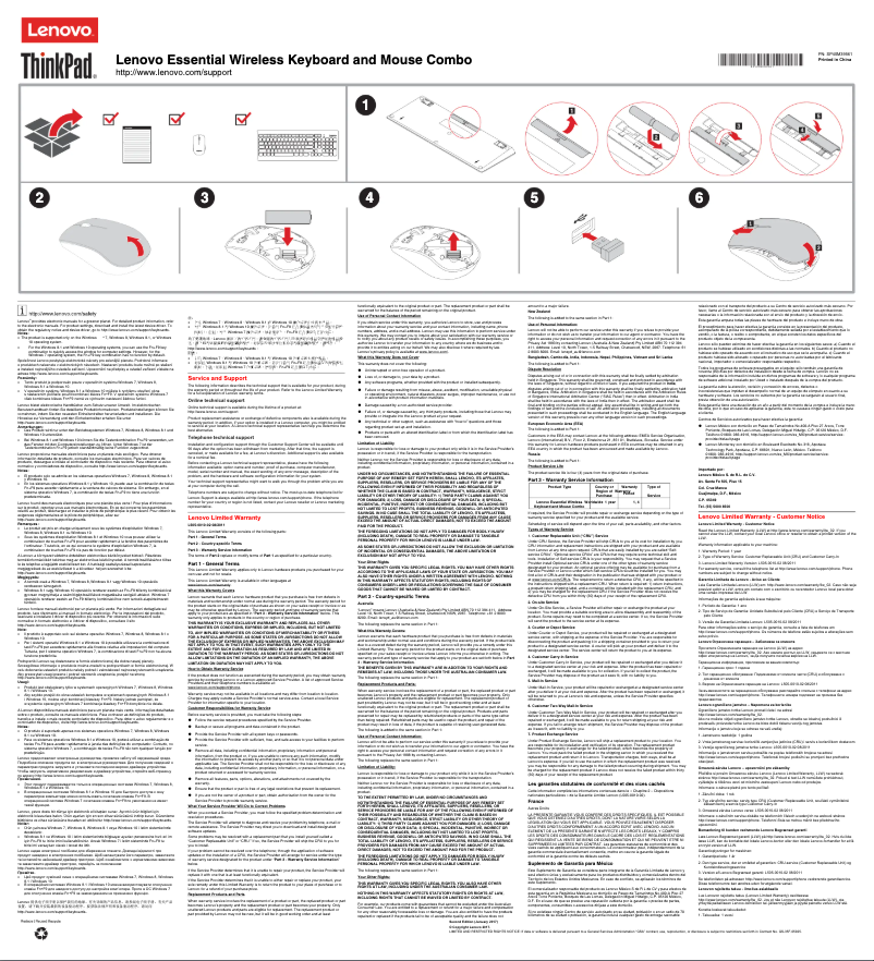 Page 1 de la notice Manuel utilisateur Lenovo 4X30M39478