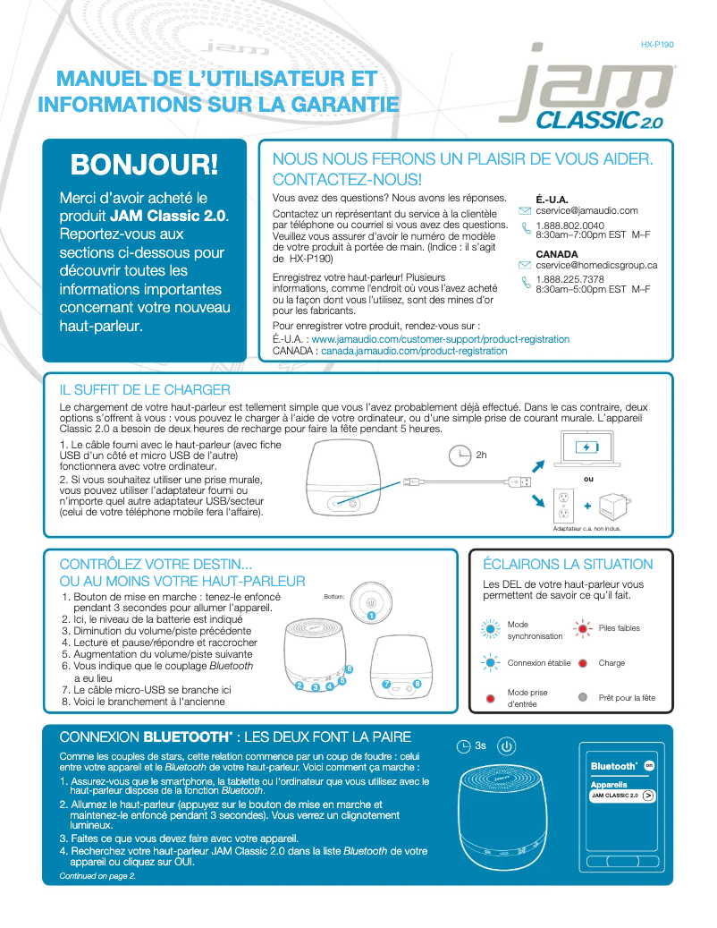 Image de la première page du manuel de l'appareil Classic 2.0 HX-P190