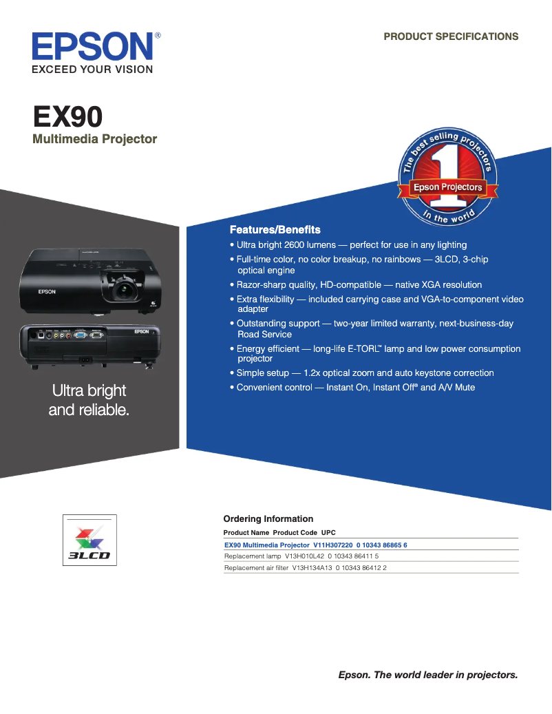 Page 1 de la notice Brochure Epson EX90