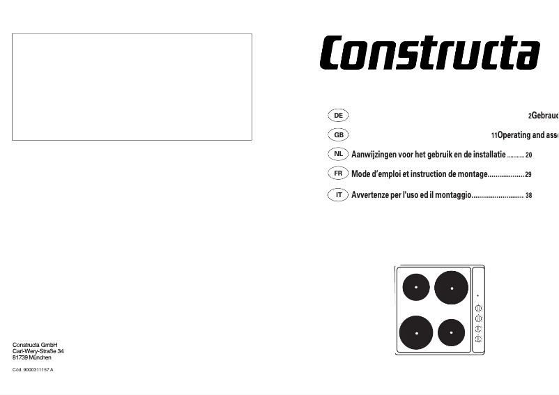 Page 1 de la notice Mode d'emploi Constructa CA310150