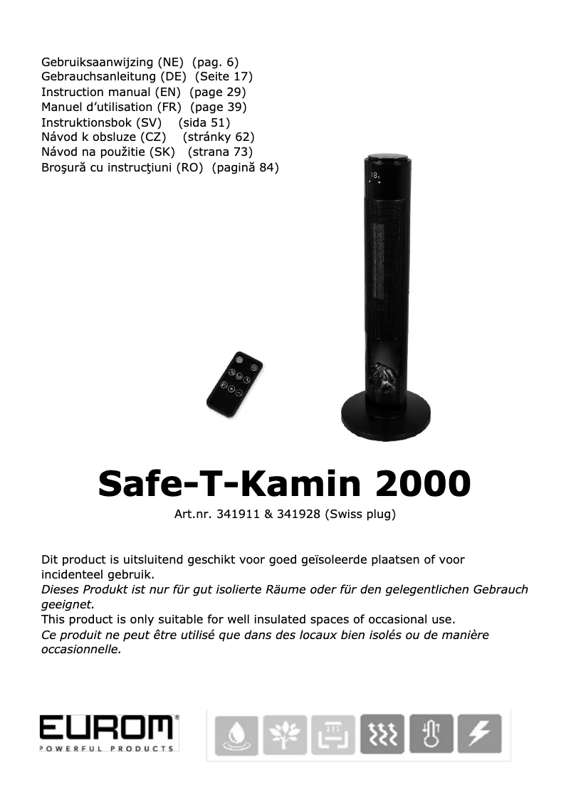 Page n°1 - Manuel utilisateur Eurom Safe-t-Kamin 2000