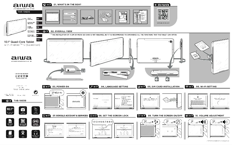 Page 1 de la notice Manuel utilisateur Aiwa TAB-1003G