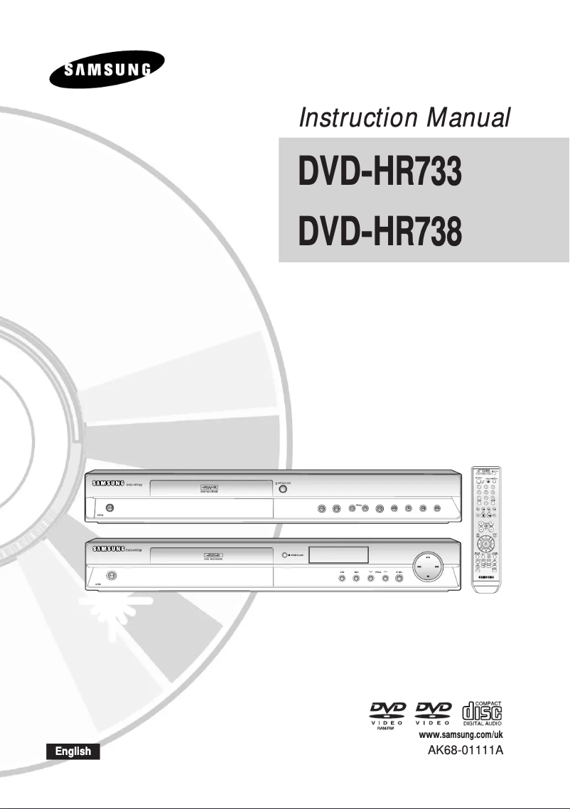 Image de la première page du manuel de l'appareil DVD-HR738