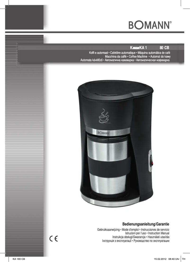 Page n°1 - Manuel utilisateur Bomann KA 1 CB