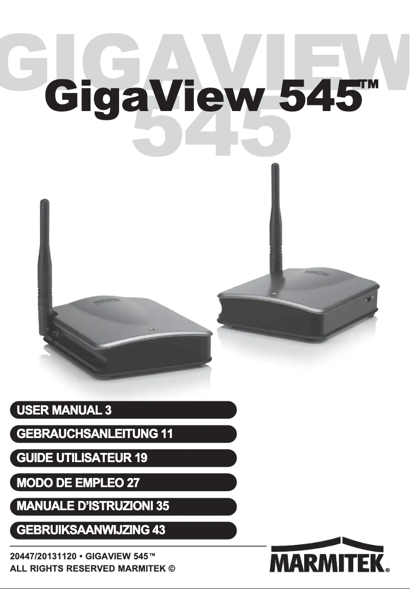 Page 1 de la notice Manuel utilisateur Marmitek GigaView 545