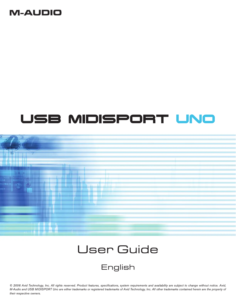Page n°1 - Manuel utilisateur M-Audio MIDISport UNO