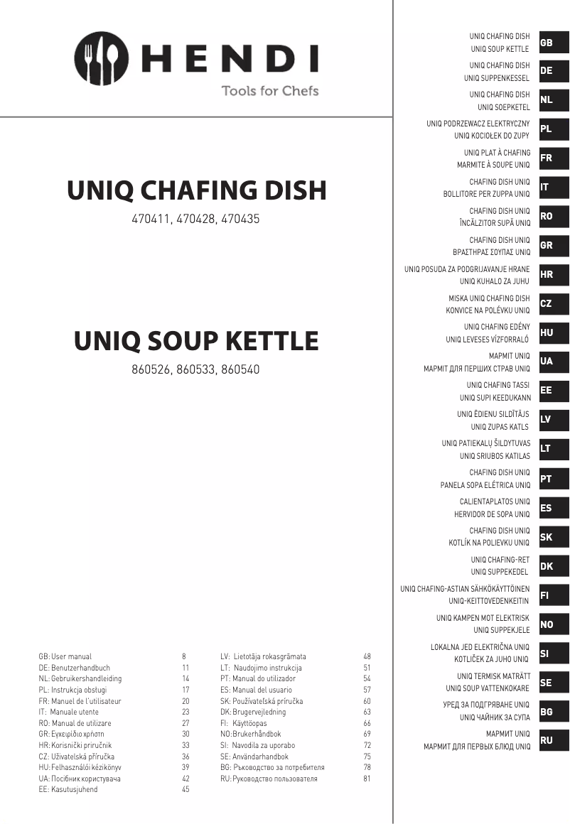 Page 1 de la notice Manuel utilisateur Hendi 470411