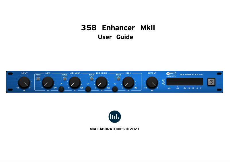 Page 1 de la notice Manuel utilisateur MIA Laboratories 358 Enhancer MkII
