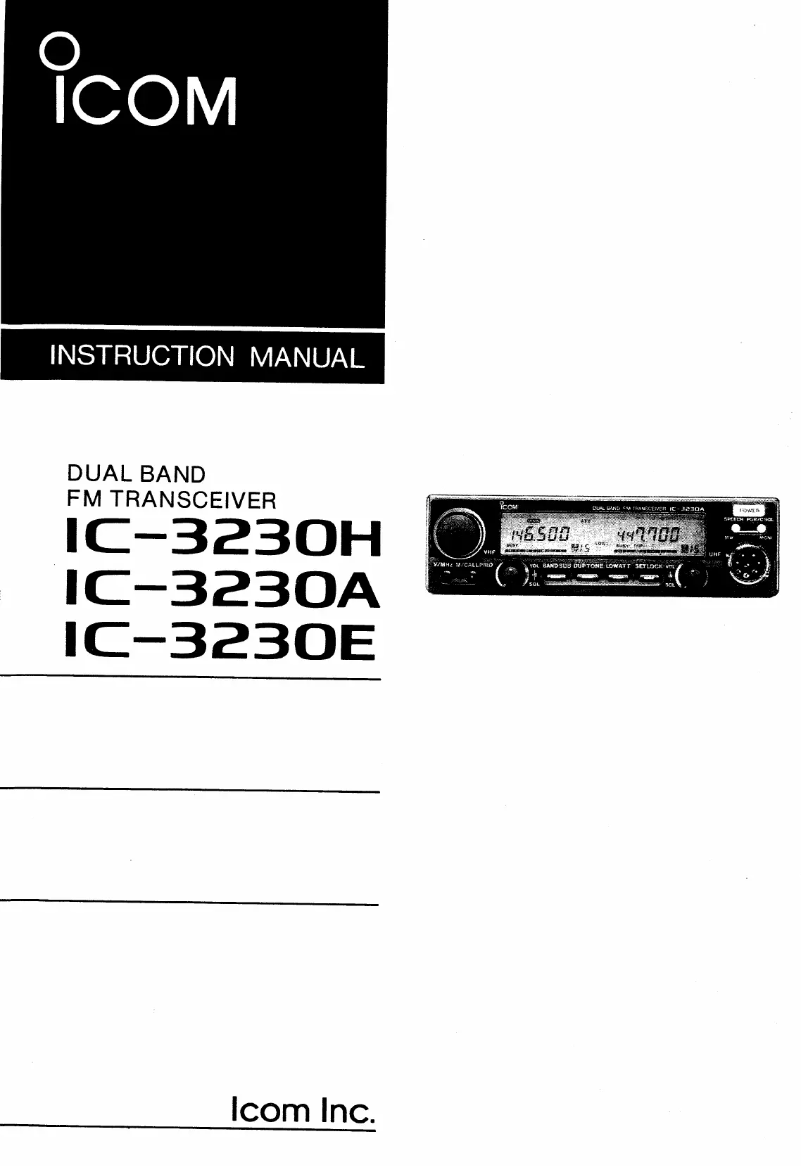 Page n°1 - Manuel utilisateur ICOM IC-3230H
