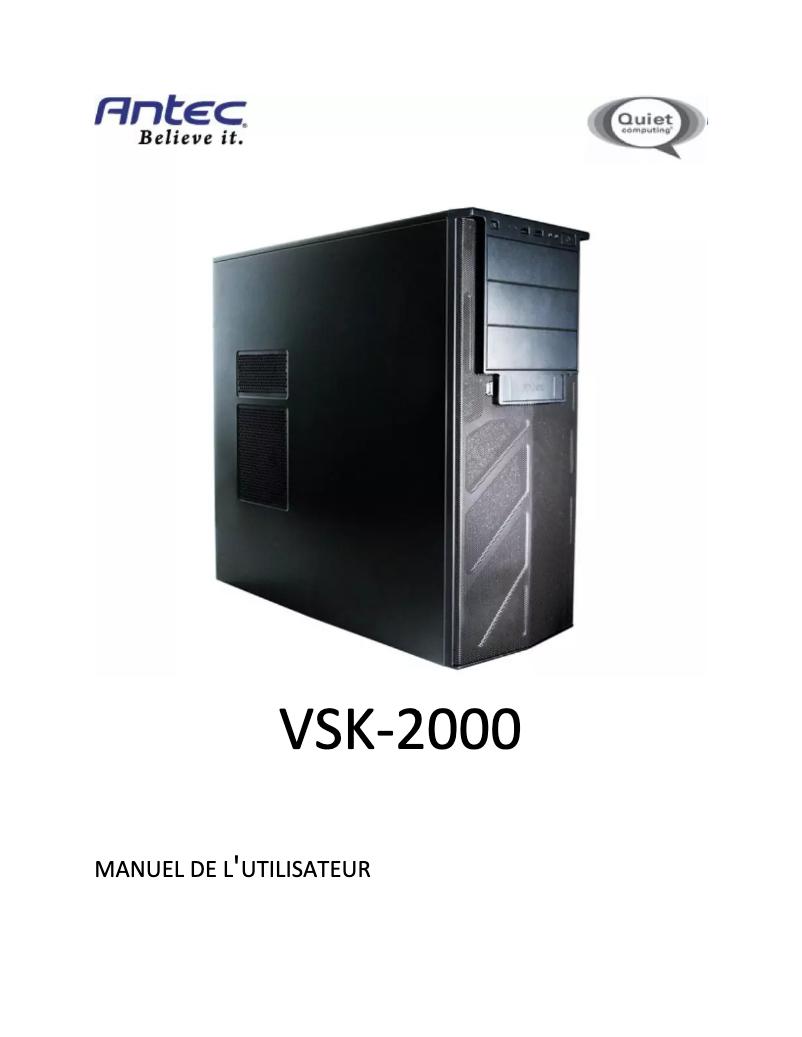 Page 1 de la notice Manuel utilisateur Antec VSK-2000