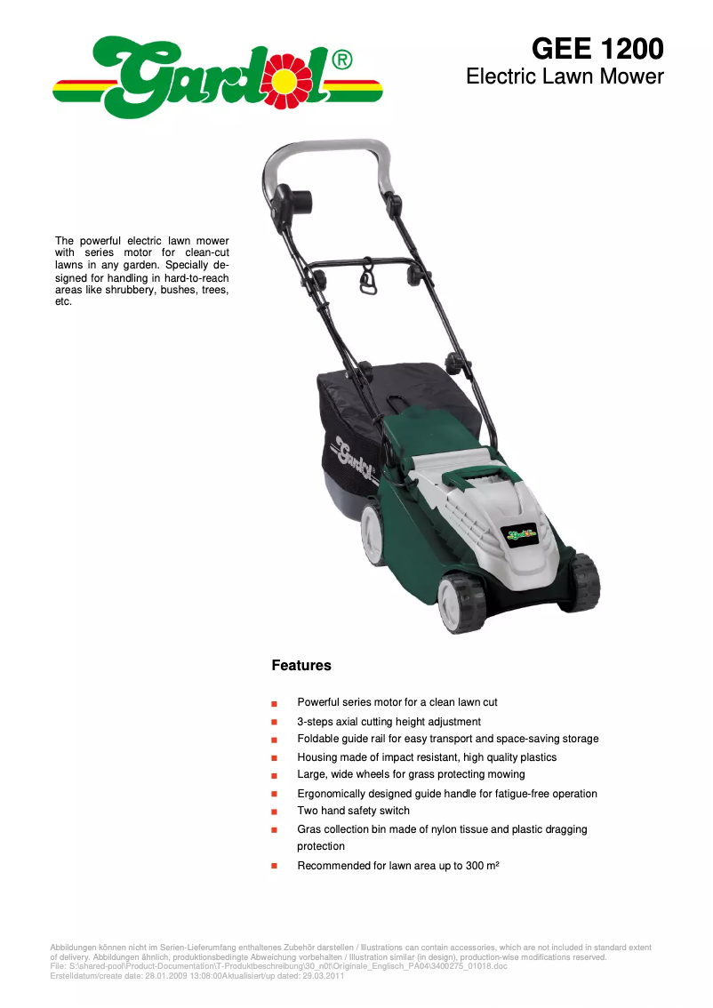 Image de la première page du manuel de l'appareil GEE 1200