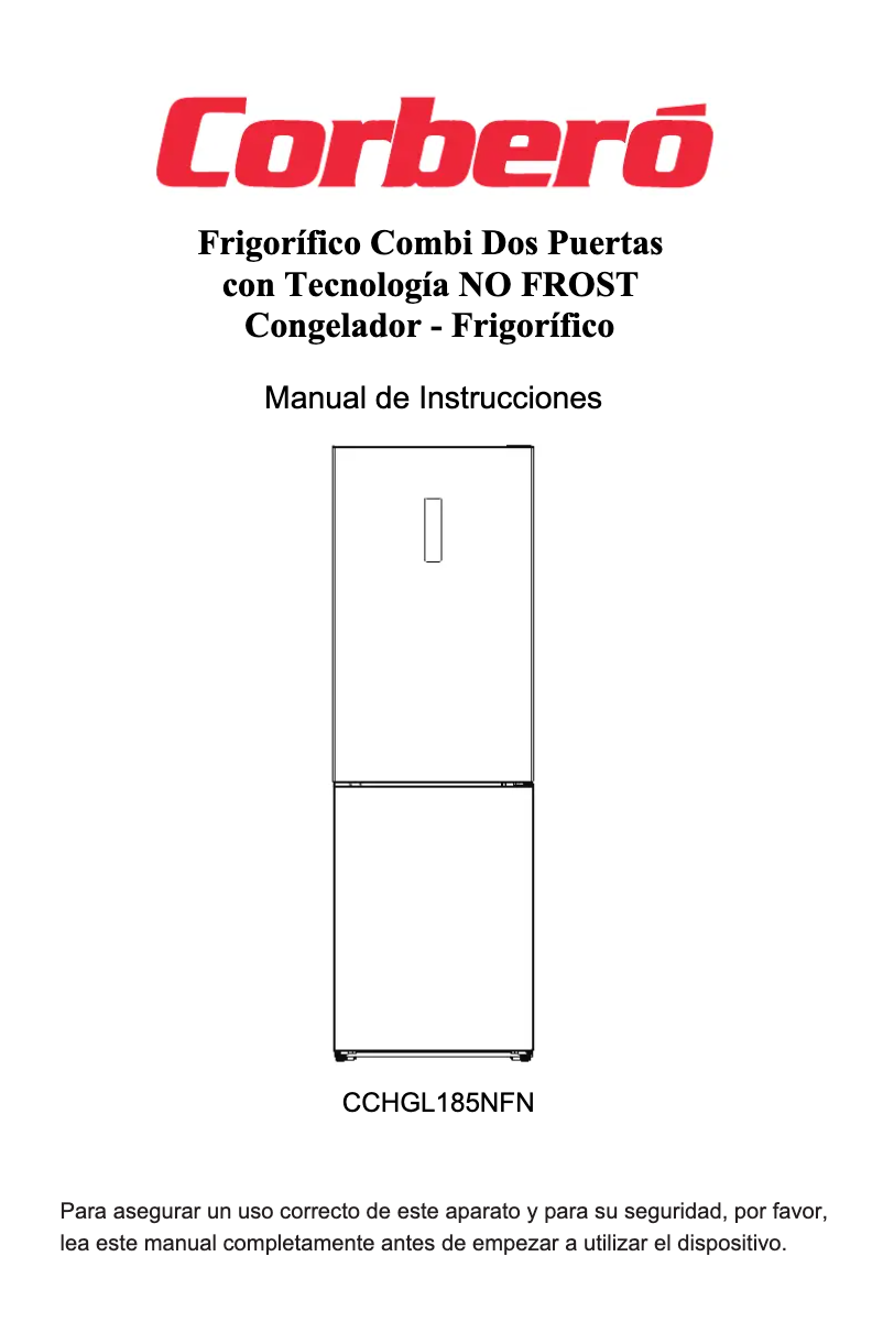 Page 1 de la notice Manuel utilisateur Corbero CCHGL185NFN