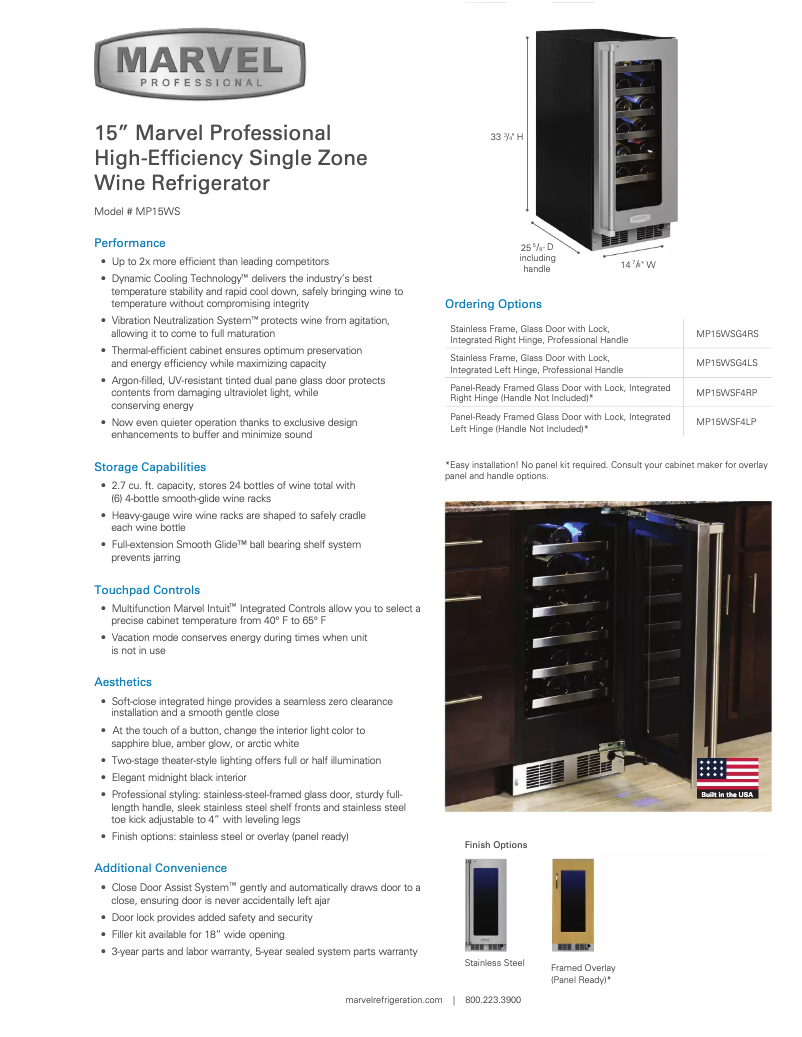 Page 1 de la notice Manuel utilisateur Marvel MP15WSF4RP