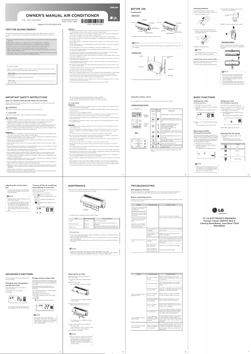 Image de la première page du manuel de l'appareil T05NL