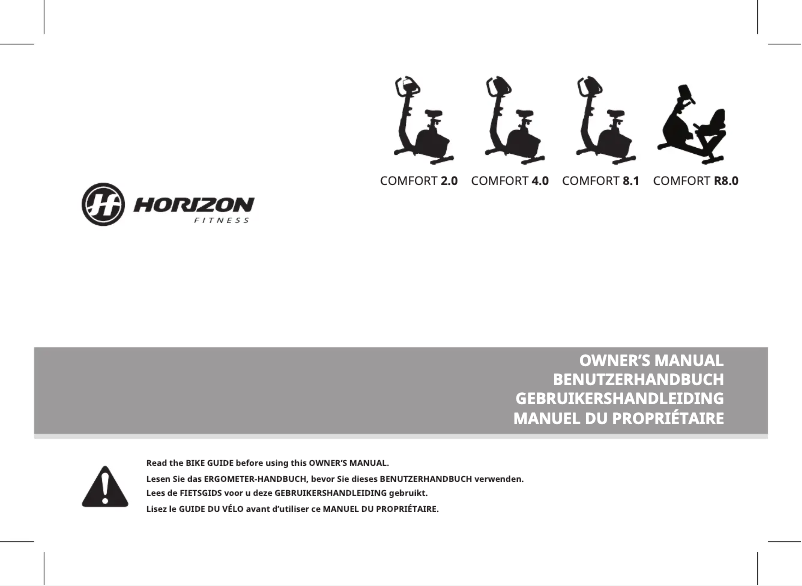 Página 1 del manual Manual de usuario Horizon Fitness Andes 2.0