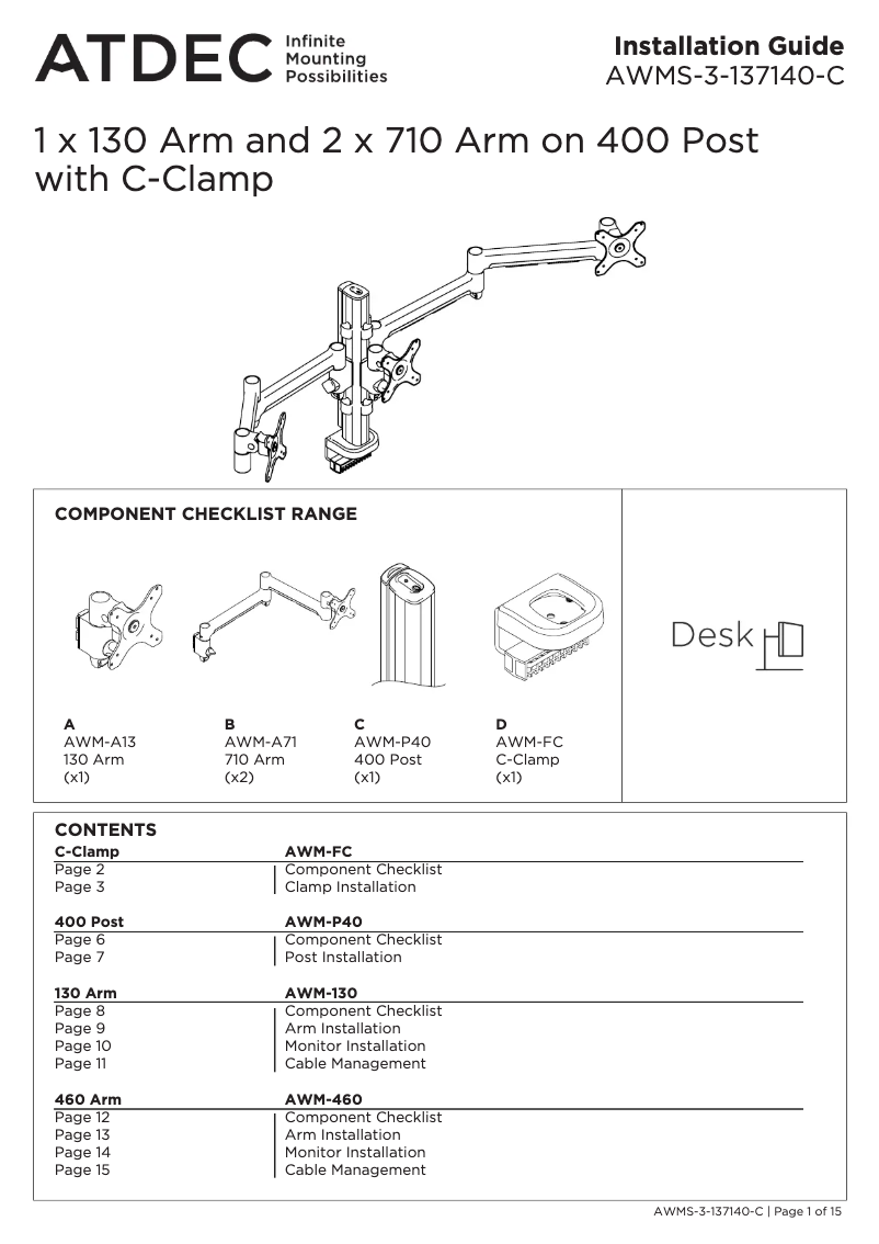 Page n°1 - Manuel utilisateur Atdec Modular AWM