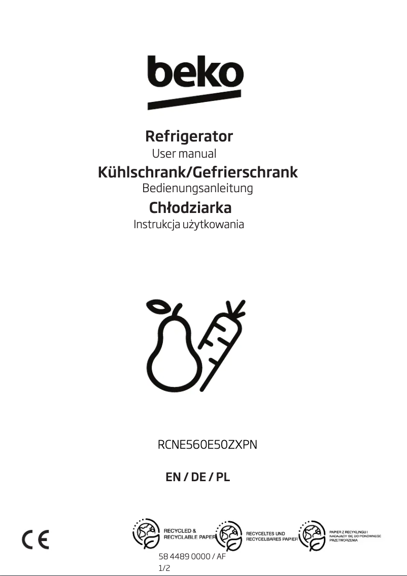 Page n°1 - Manuel utilisateur Beko RCNE560E50ZXPN