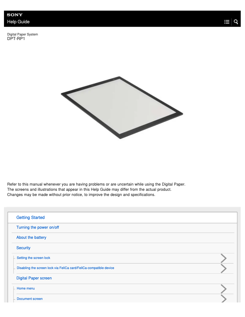 Page n°1 - Manuel utilisateur Sony DPT-RP1