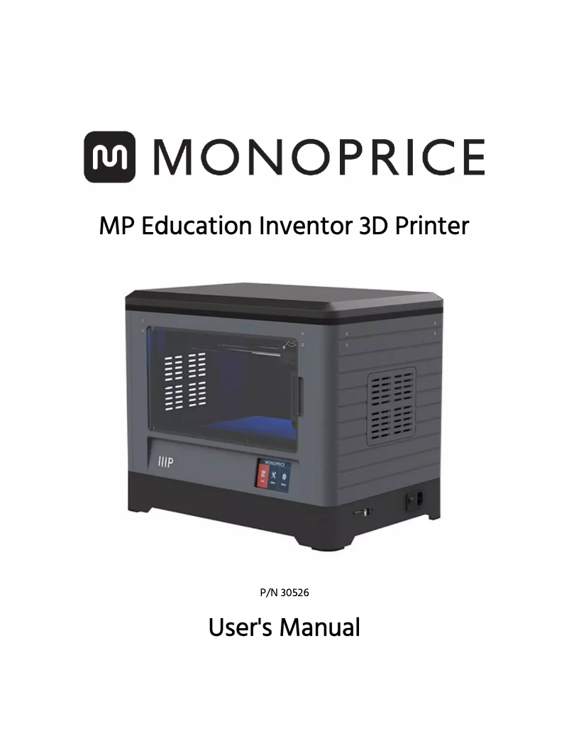 Page 1 de la notice Manuel utilisateur Monoprice Fully Enclosed Dual Extruder 230