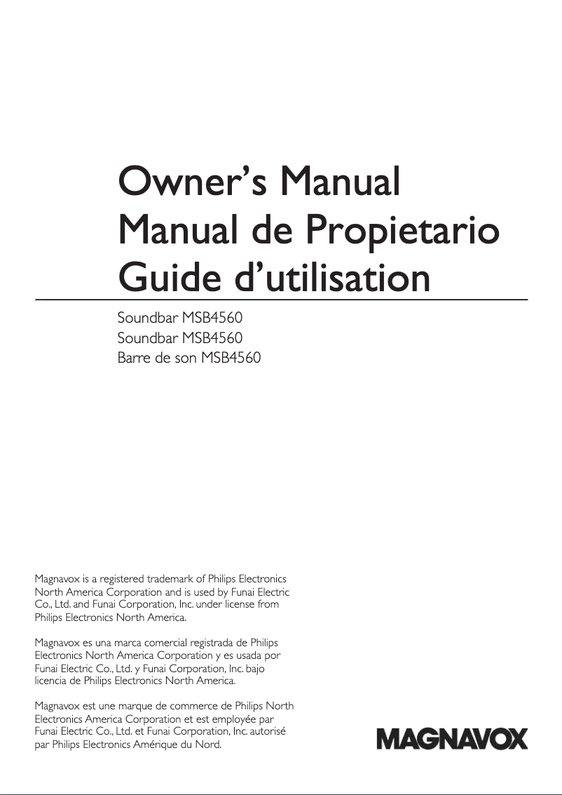 Page 1 de la notice Manuel utilisateur Magnavox MSB4560