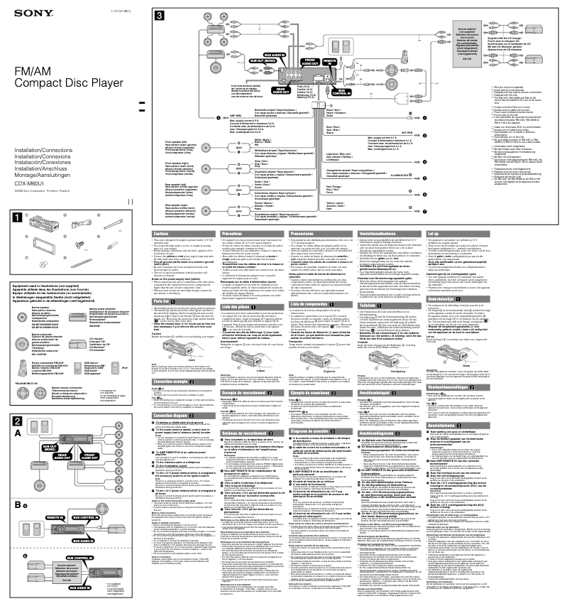 Página 1 del manual Guía de instalación Sony CDX-M60UI